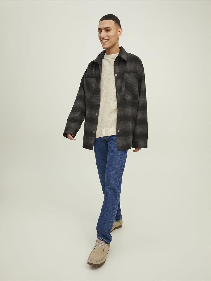 JACK & JONES male Jacke Hemd- M Black/Detail:check, M Black/Detail:check