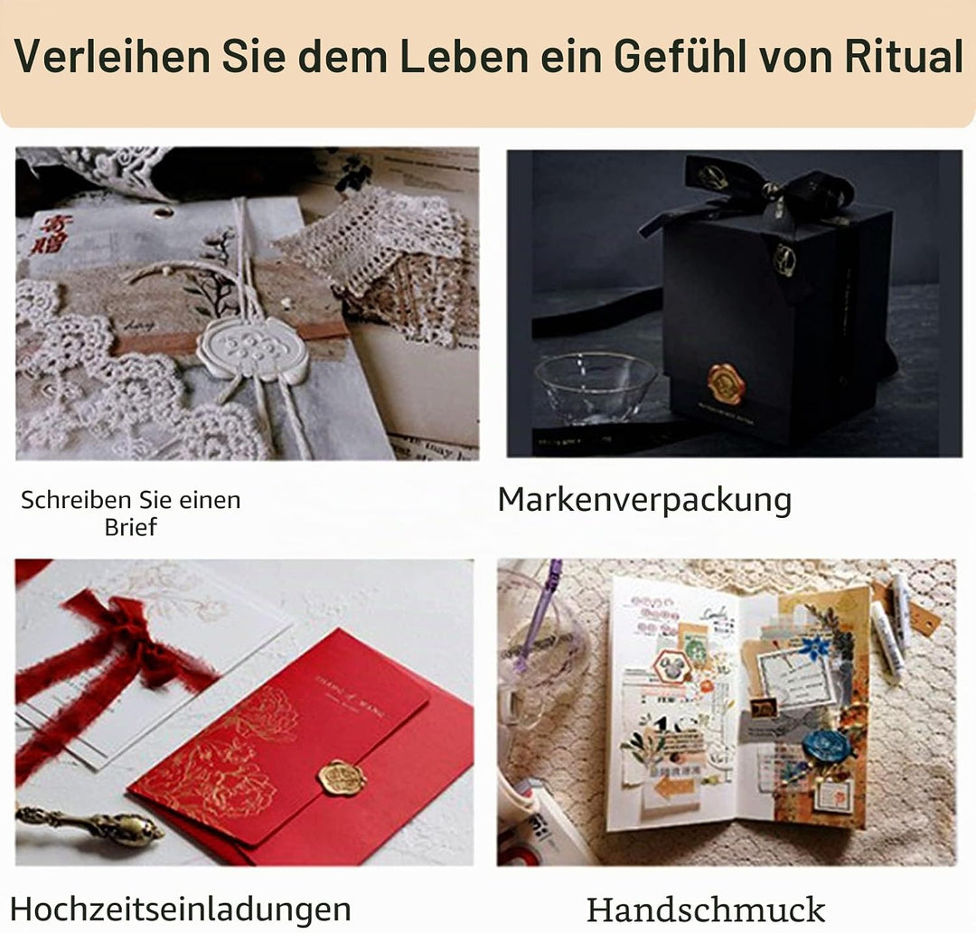 JasCherry Wachs Siegel Stempel Set, Alphabet Initialen Siegel Stempelkopf Kupfer mit 2 Holzgriff, Cl