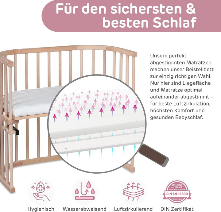 babybay Original Beistellbett, natur unbehandelt mit Matratze Classic Soft Original natur unbehandel