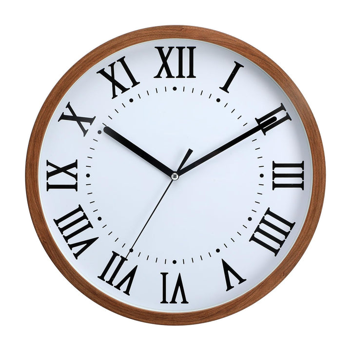 NUOVO Imitationsholzmaserung Rahmen Design Wanduhr, römische Ziffern, einfach und leicht zu lesen, g