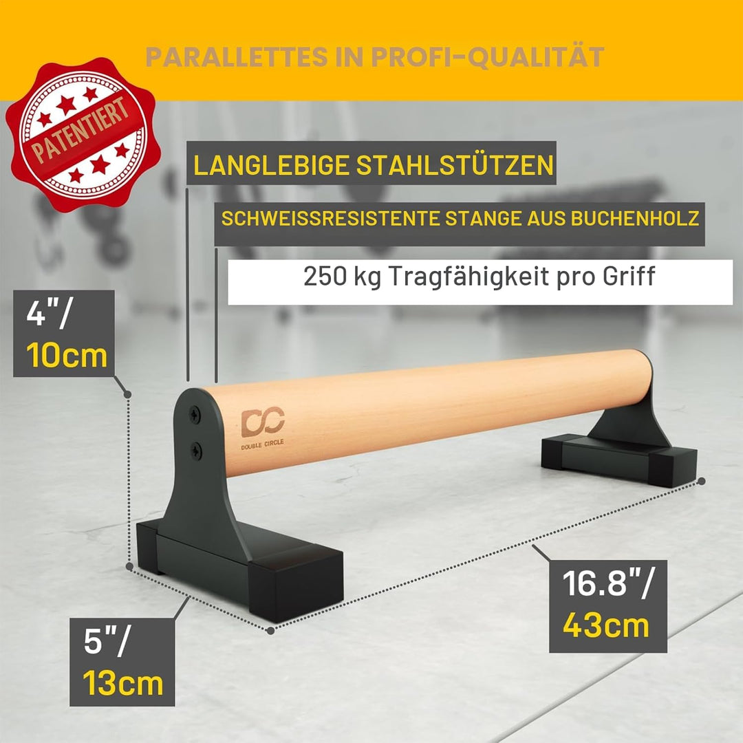 Double Circle Parallettes Liegestützgriffe mit Holzgriffen - Calisthenics Equipment - Rutschfeste Ba