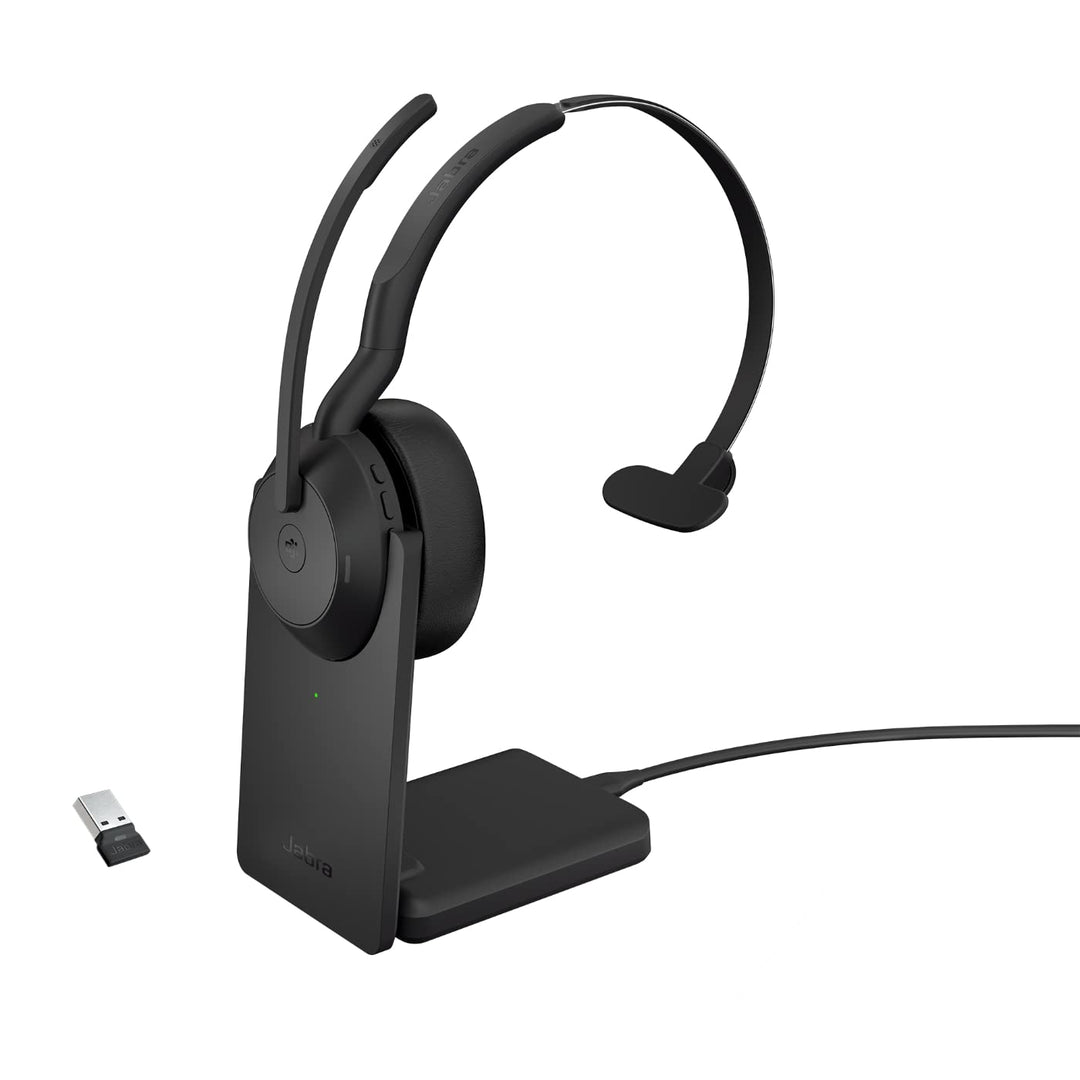 Jabra Evolve2 55 - schnurloses Mono-Headset mit Ladestation und Jabra Air Comfort - Mikrofone mit Ge
