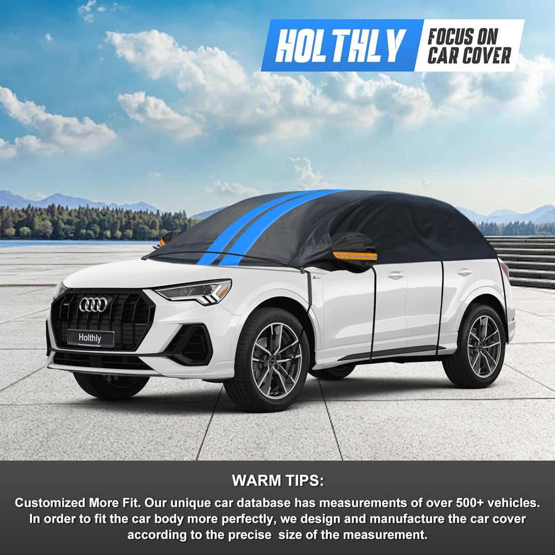 Halbgarage für Auto Winter SUV,Halbgarage Oben Wasserdicht Atmungsaktiv Autoabdeckung,Abdeckplane Ha