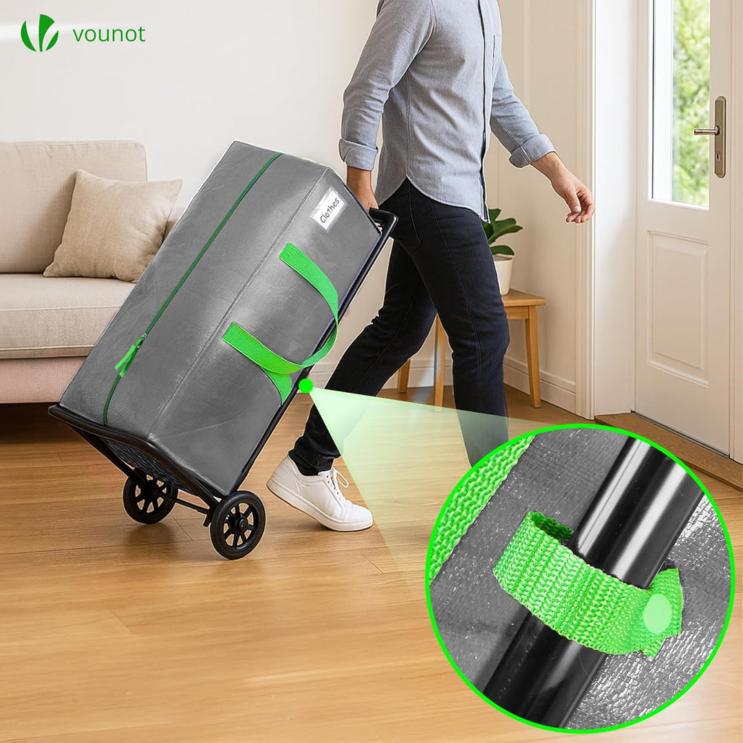 VOUNOT 5 Stück Umzugstaschen Gross, Faltbare Aufbewahrungstasche mit Stabilen Griffen und Rucksackgu