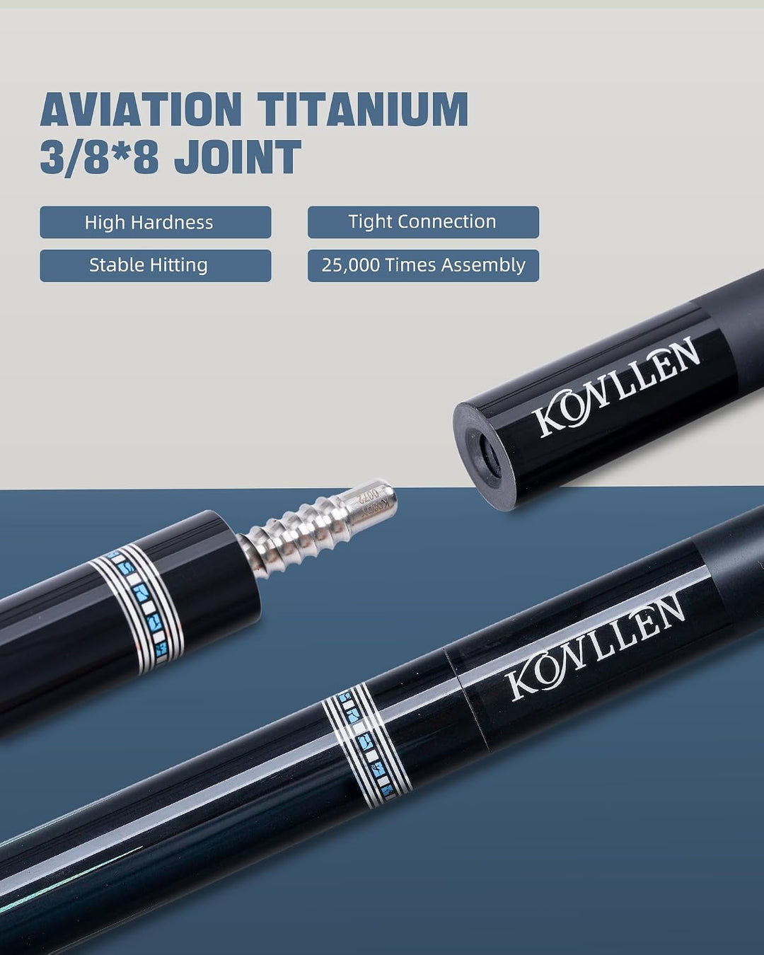 KONLLEN Karbonfaser-Pool-Queue, 147,3 cm, professionelle Poolsticks für Erwachsene, Vollcarbon-Techn