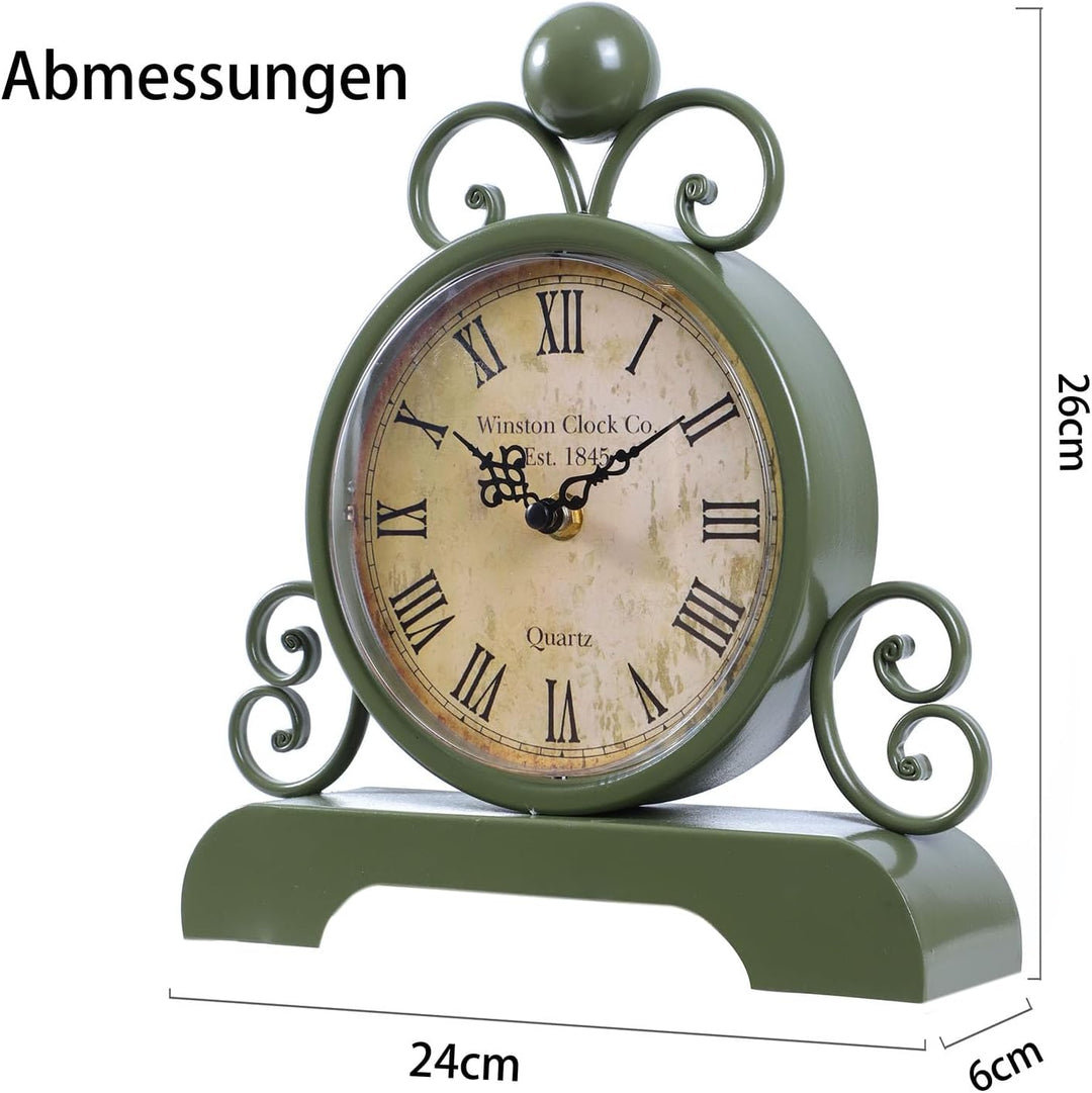 Retro Tischuhr Klassische Vintage Roman Stil Schreibtischuhr Silent Ohne Ticken für Wohnzimmer Schla