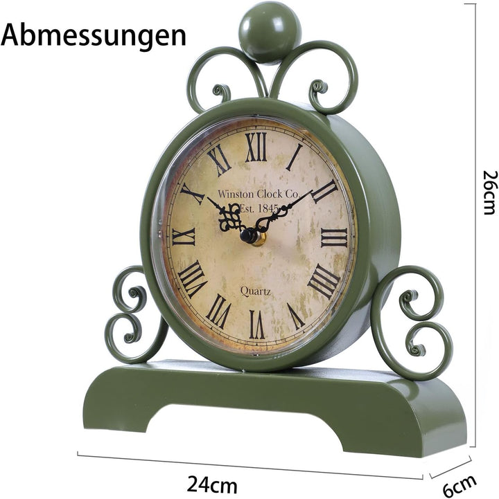 Retro Tischuhr Klassische Vintage Roman Stil Schreibtischuhr Silent Ohne Ticken für Wohnzimmer Schla