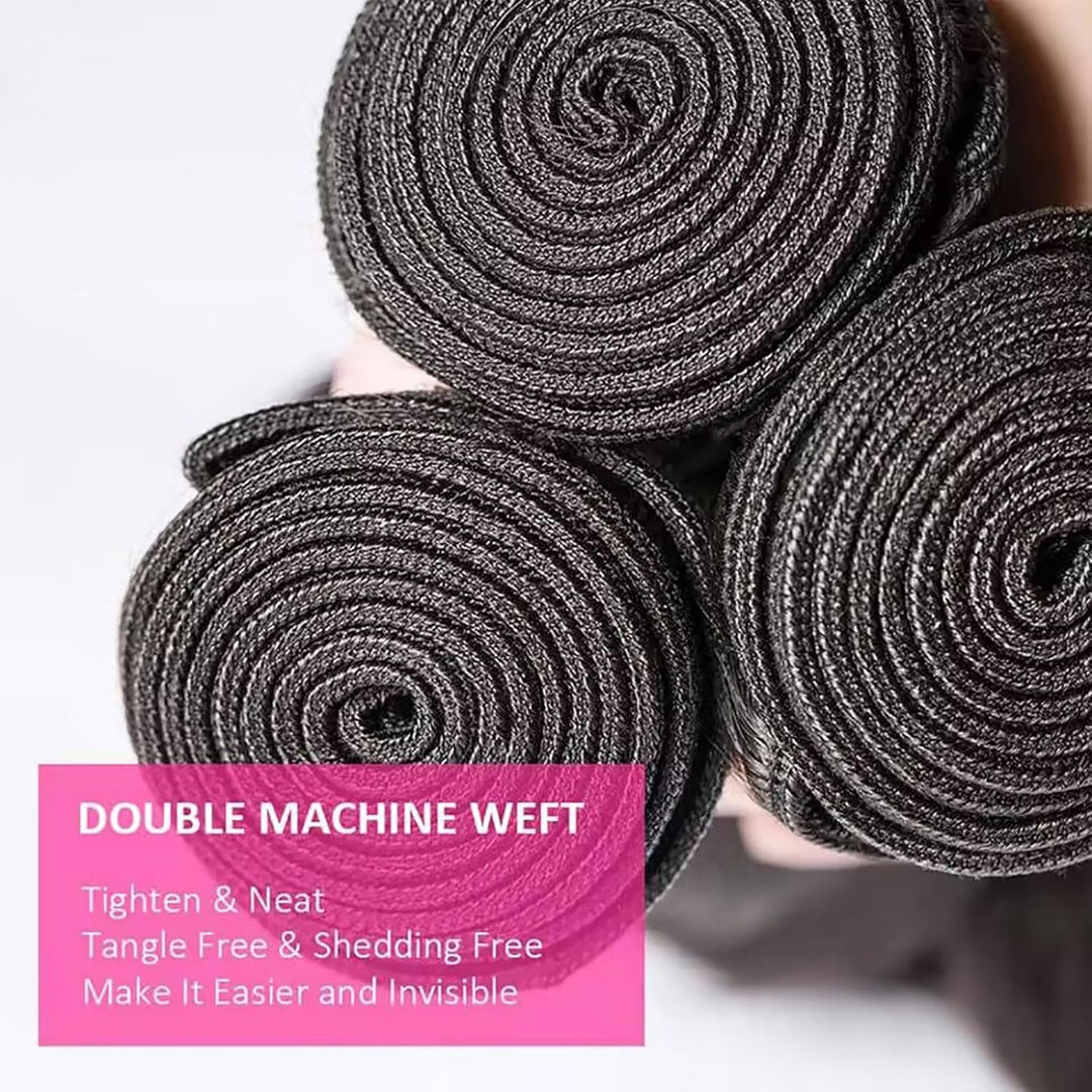 Huarisi Body Wave Human Hair Bundles, Brazilian Hair 4 Bundles 12 14 16 18 inch, Virgin Brazilian Ha