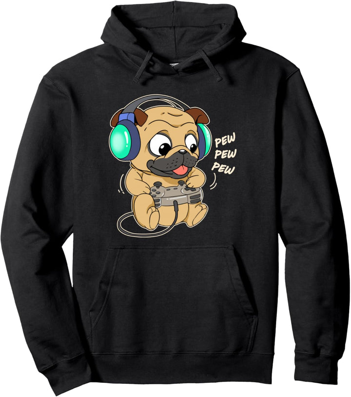 Niedlicher Gaming Mops Video Game Computer Videogame PC Hund Pullover Hoodie