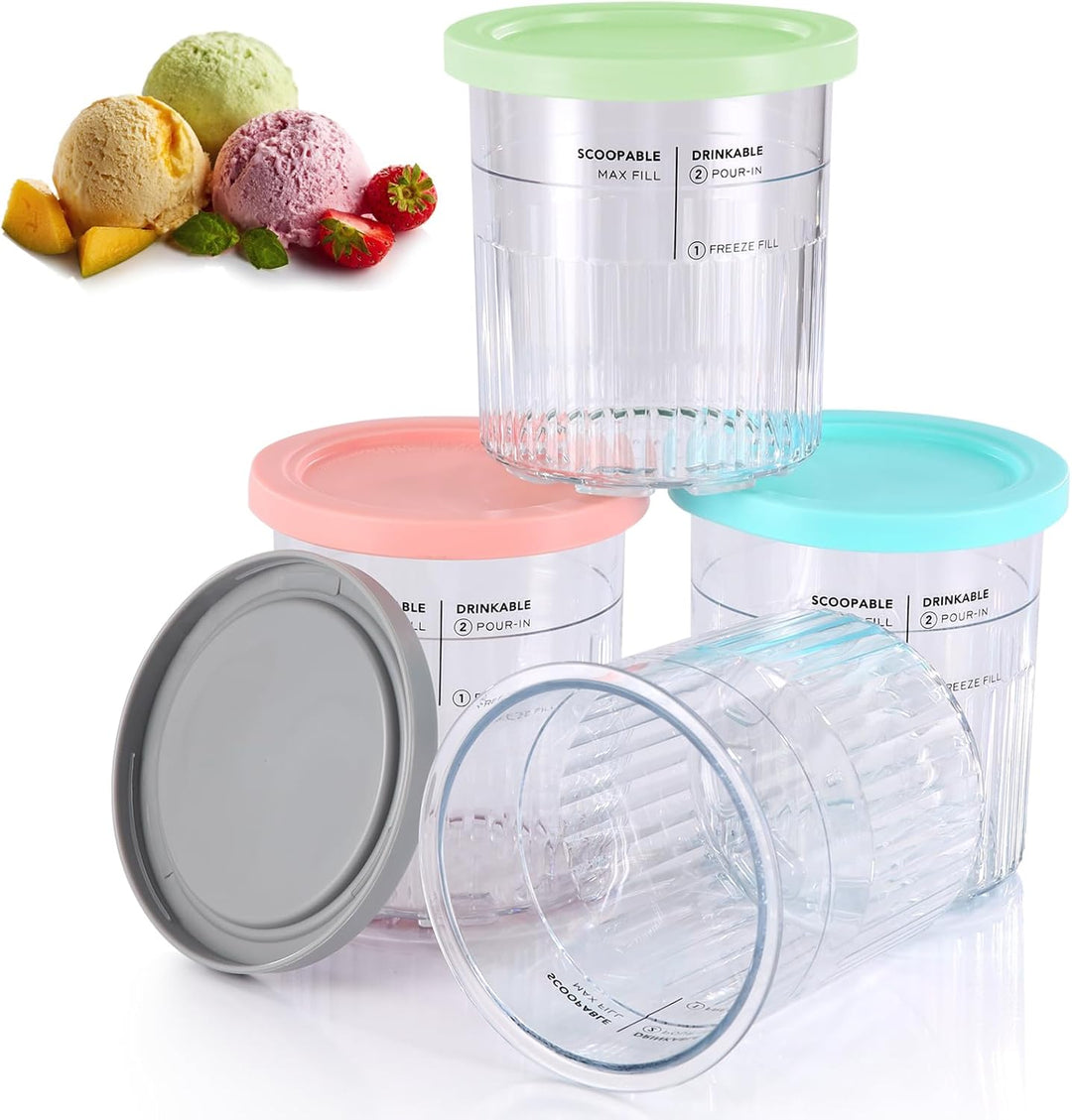 PCTTOIL 4 Stück Eiscremebehälter und Deckel kompatibel mit Ninja Creami Deluxe Ice Cream Makers NC50
