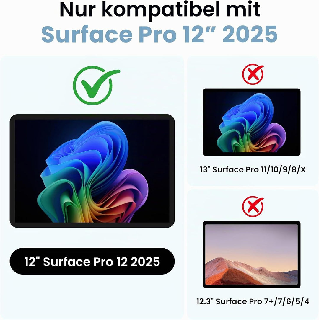 Omnpak Hülle für Microsoft Surface Pro 12 （2025 ） 12 Zoll, Lightweight Protective, Multiple Angle, S