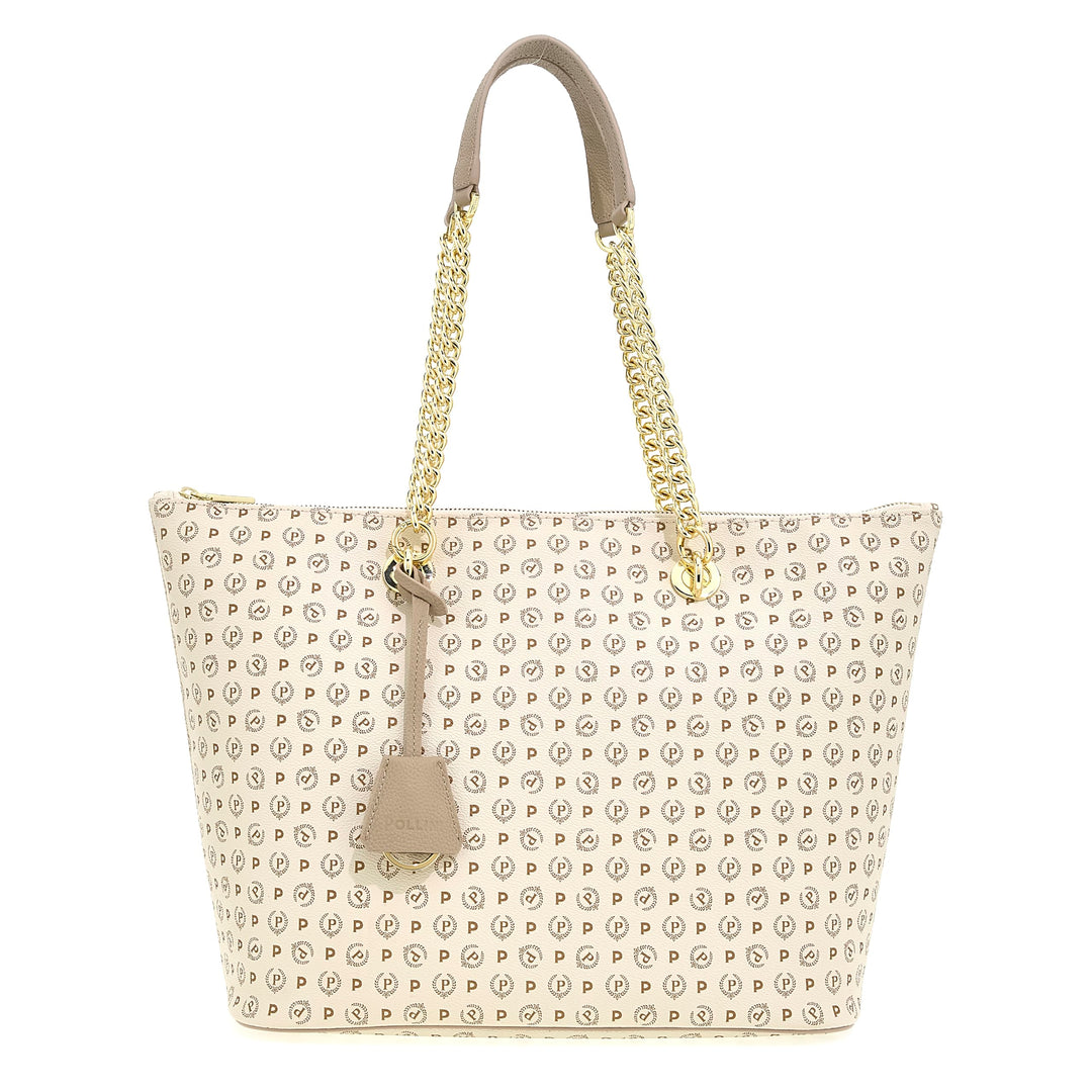 Pollini TE8410PP02Q1100A Tragetasche Damen Synthetisch 34X30X16 CM Elfenbein, 34X30X16 CM Elfenbein