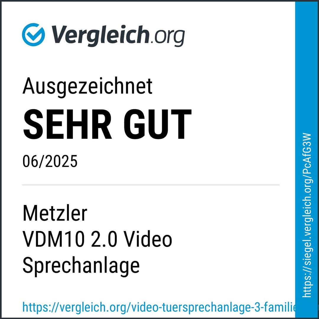Metzler VDM10 2.0 Video Sprechanlage mit Türöffner (Stromversorgung) & Namensschild - Anschluss LAN