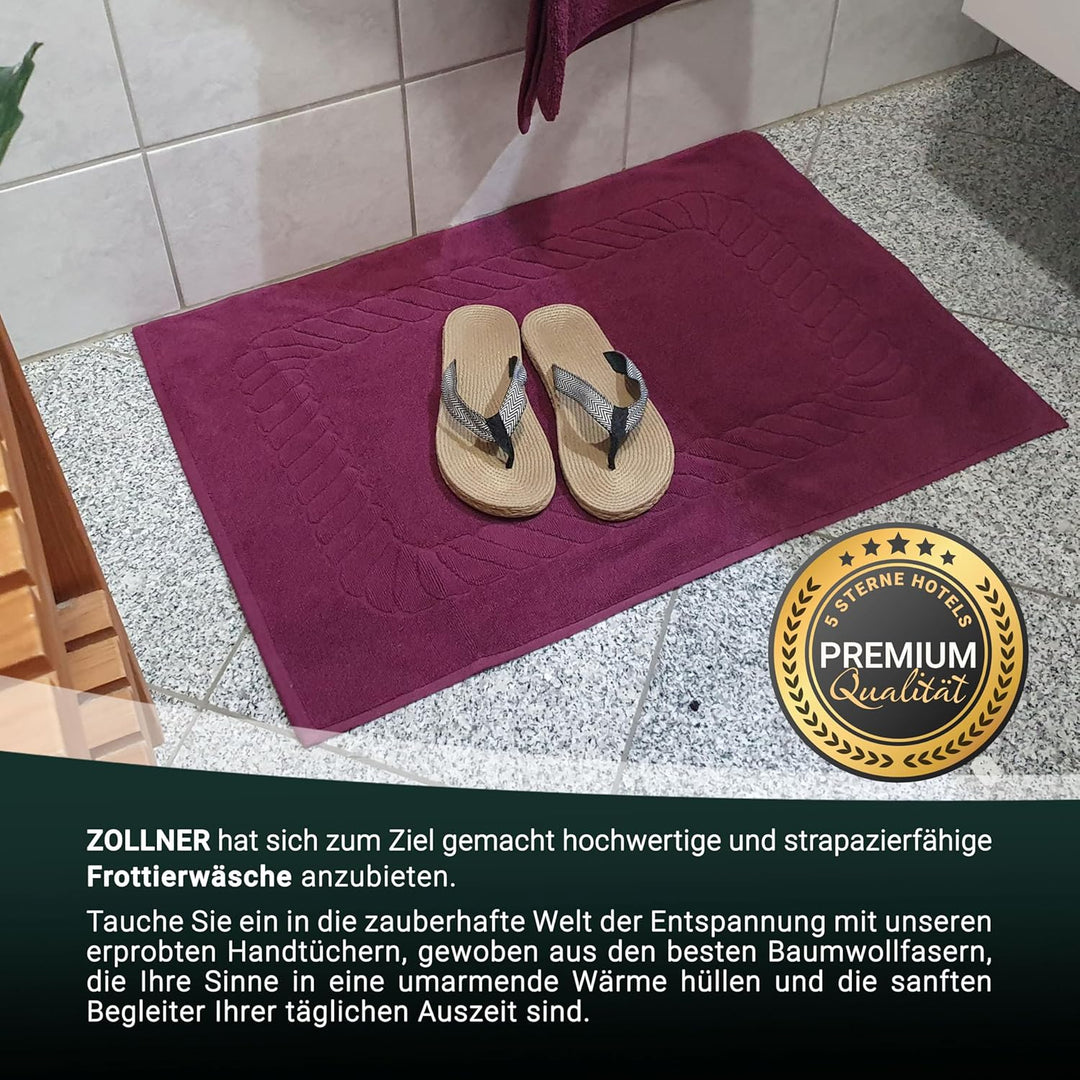 ZOLLNER 2er Set Badematten - weiche und saugstarke Duschvorleger - waschbar bis 95°C - Baumwolle - 5