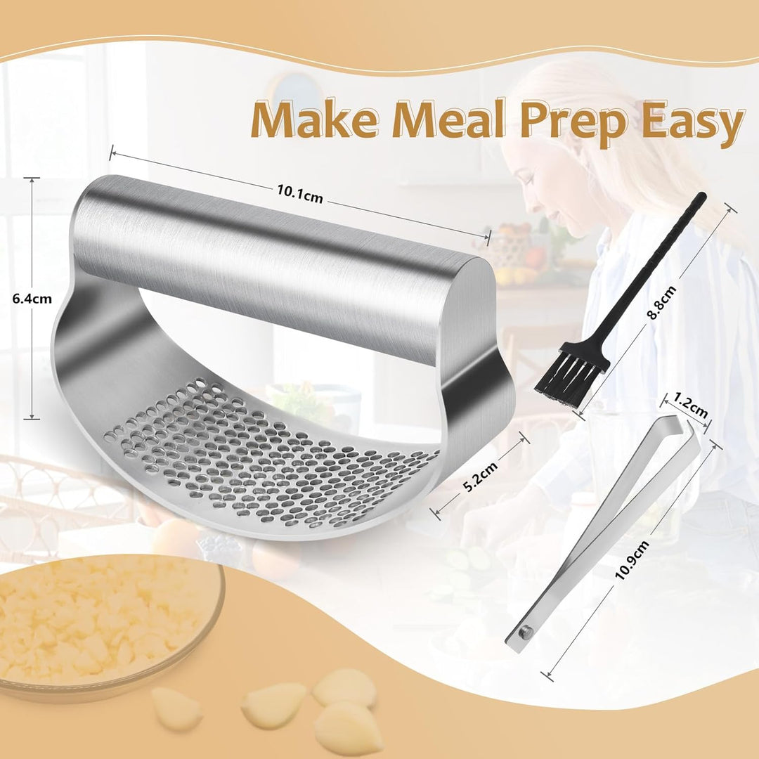 Knoblauchpresse, Knoblauchwippe aus rostfreiem Edelstahl, garlic press, Tragbarer Küchenhilfe, Mit K