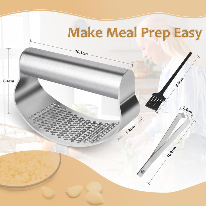 Knoblauchpresse, Knoblauchwippe aus rostfreiem Edelstahl, garlic press, Tragbarer Küchenhilfe, Mit K