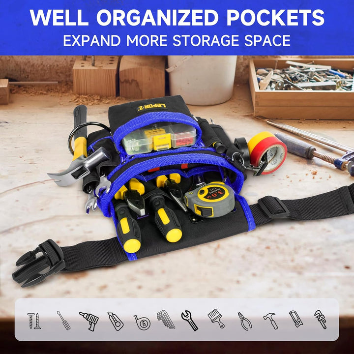 Werkzeuggürtel,Magnetische Werkzeugtasche mit 14 Taschen,Werkzeuggürtel Herren,Abnehmbare und Verste