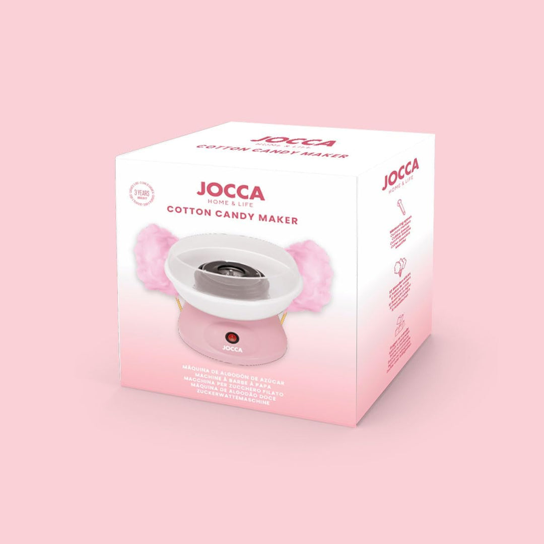 Jocca Zuckerwattemaschine Rosa | 520W | Mit Messlöffel und 10 Holzstäbchen | 26x26x17 cm, Rosa