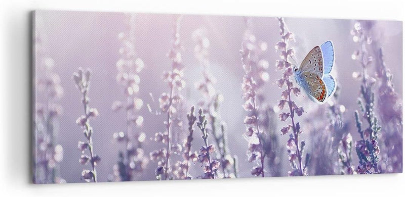 Panorama Bilder auf Leinwand 100x40cm Leinwandbild Schmetterling Wiese Blume Gross Wanddeko Bild Sch