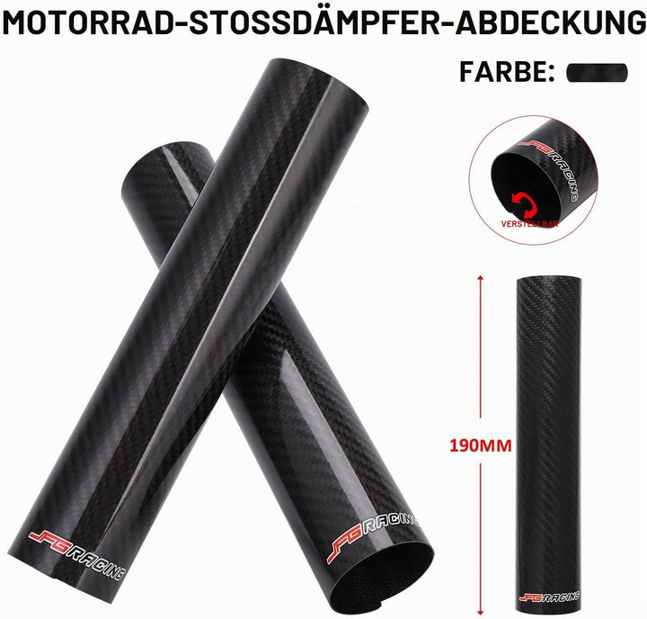 JFG RACING 190 mm Motorrad Vorderradgabel Abdeckung,1 Paar Motorrad Gabelabdeckung Kohlefaser,Verste
