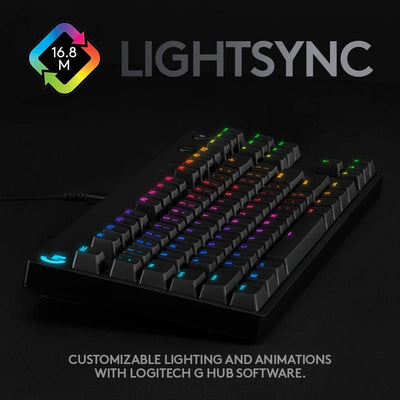 Logitech G PRO TKL mechanische Gaming-Tastatur, GX-Blue Clicky Switches, LIGHTSYNC RGB, Design ohne
