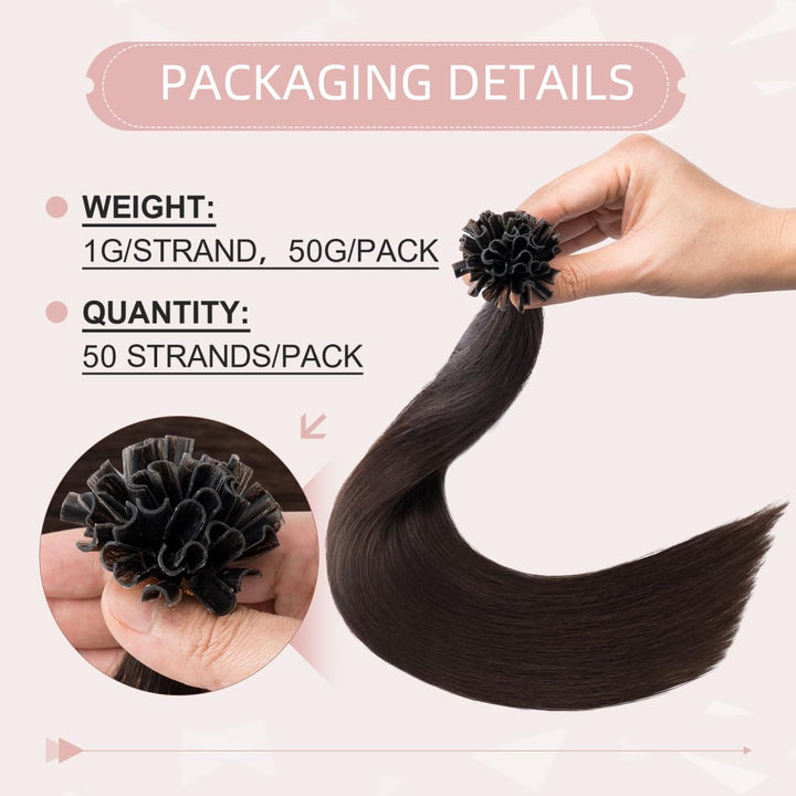 Bonding Extensions Echthaar 1g Haarteile Echthaar 50 Strähnen Glatt Weich Natürlich Haarverlängrung