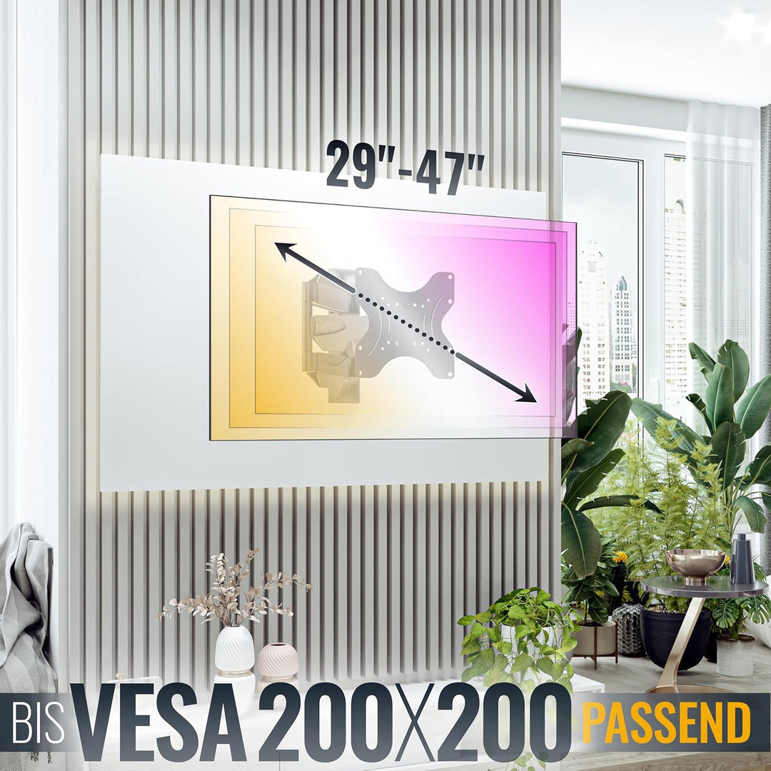 RICOO TV Wandhalterung Fernseher Schwenkbar Neigbar für 29-47 Zoll, Universal TV Halterung S0822, Fe