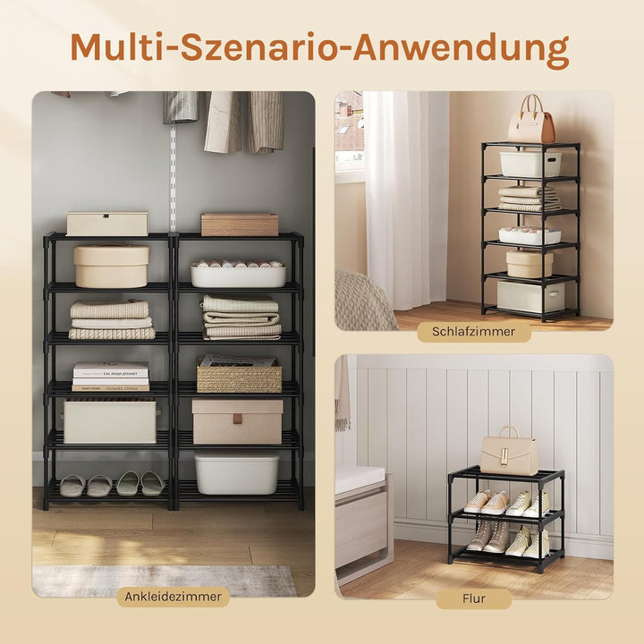 WOLTU Schuhregal schmal 6 Ebenen, Schuhorganizer Schuhaufbewahrung platzsparend, offener Schuhschran