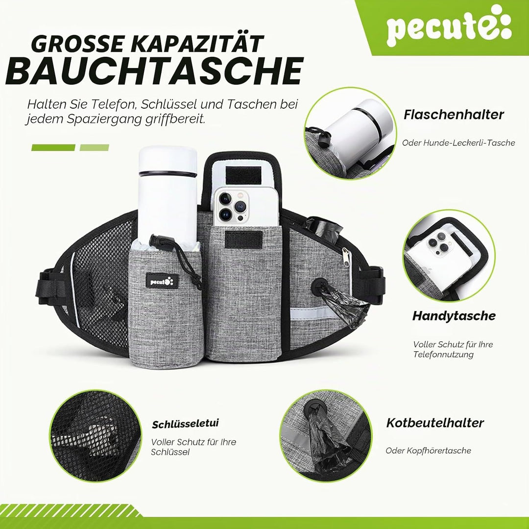 Pecute Joggingleine Hunde mit Bauchgurt, Laufgürtel Hundleine für Grosse und Mittelgrosse Hunde, Lei