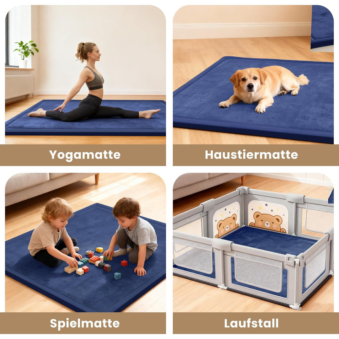 ACOMOPACK Baby Krabbelmatte 127x127x3.5cm Dicke Spielmatte mit Schaumfüllung Rutschfester Unterseite