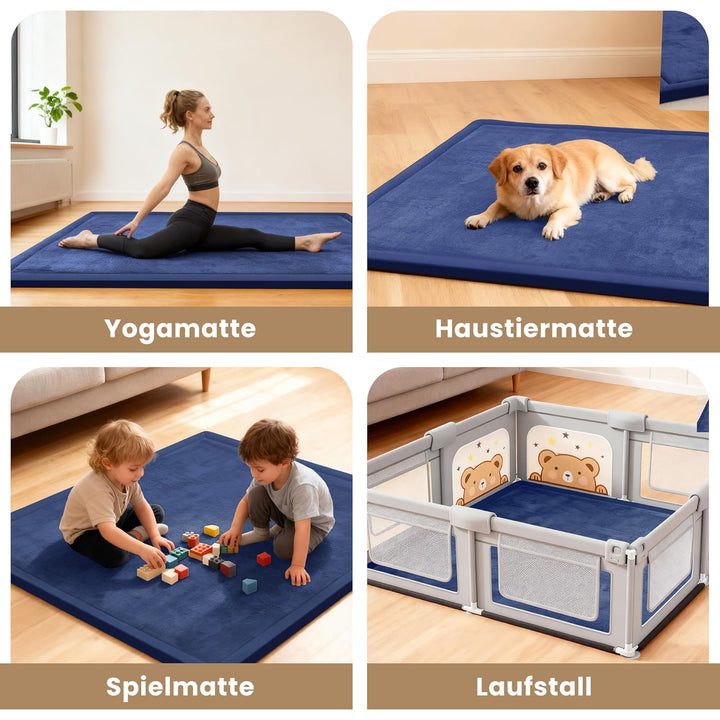 ACOMOPACK Baby Krabbelmatte 127x127x3.5cm Dicke Spielmatte mit Schaumfüllung Rutschfester Unterseite