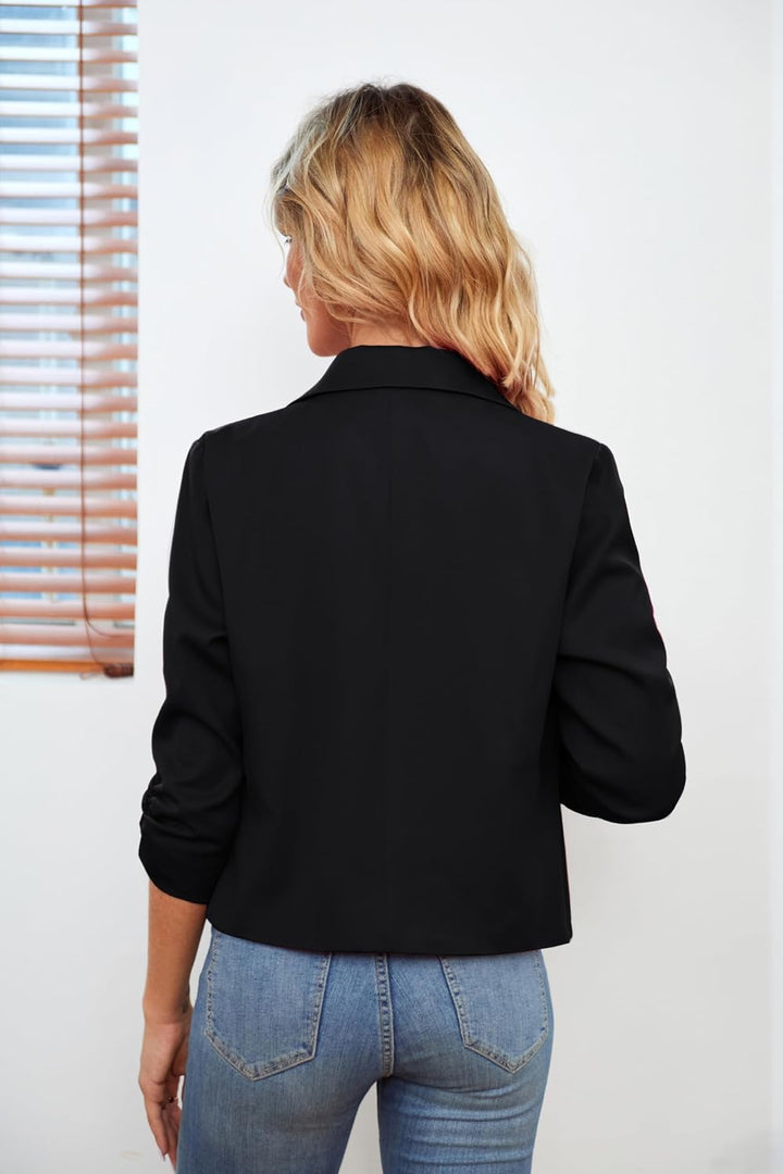 GRACE KARIN Damen Leicht Cropped Blazer Business Blazerjacke Casual Offene Blazer 3/4 Ärmel kurz Arb