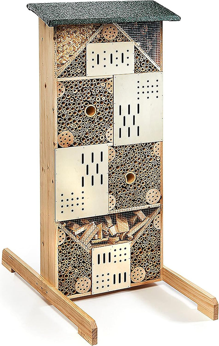 Kobolo Insektenhotel Insektenhaus Villa aus Holz - inkl Füllung - 49x26x107 cm - Gross XXL