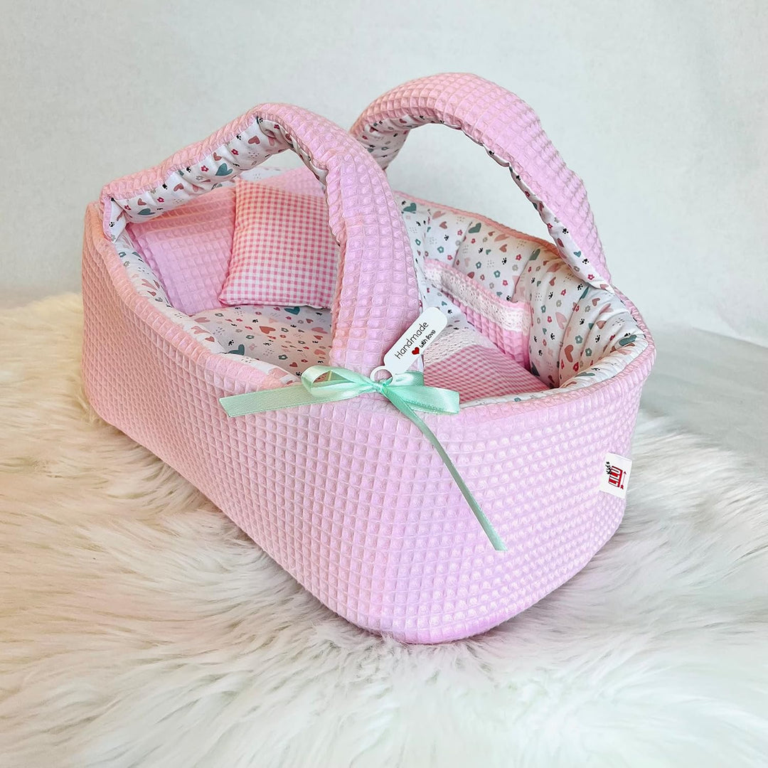 Puppentragetasche für Puppen von 30 bis 55 cm, Rosa, Baumwolle, Geschenk, Waschbar (30-35 cm), 30-35