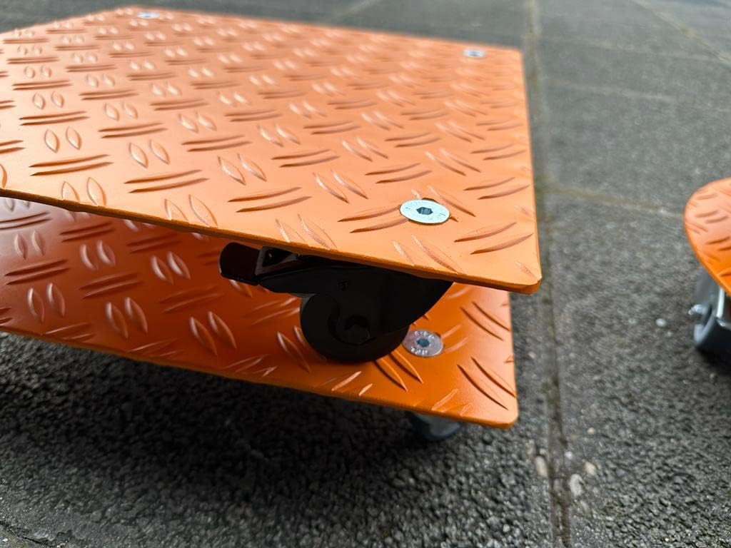 Pflanzenroller eckig orange Ral2000 200kg oder 400kg Blumenroller Untersetzer Alu Riffel mit Auswahl