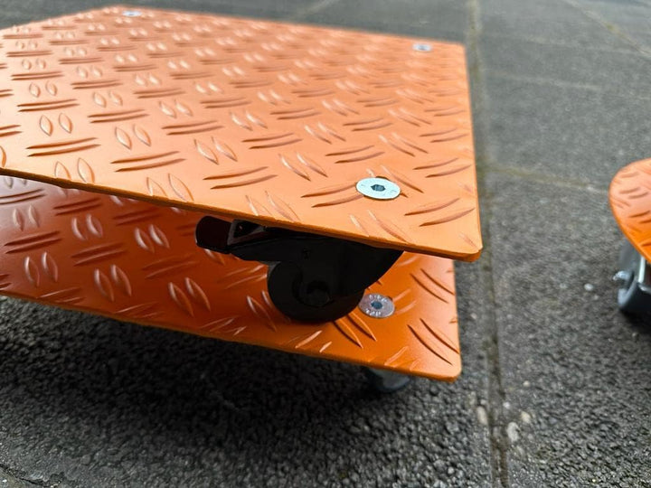 Pflanzenroller eckig orange Ral2000 200kg oder 400kg Blumenroller Untersetzer Alu Riffel mit Auswahl