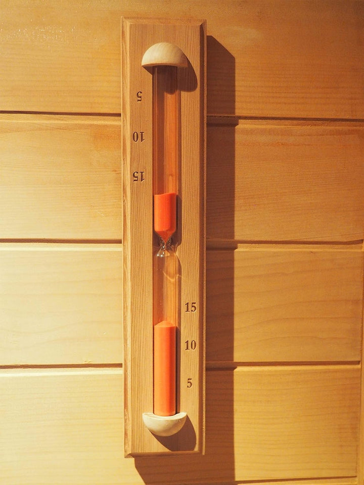 Home Sauna Experience Hse Deluxe Cedar Wand- Rotating Sauna Sand Timer 15 Minuten Rust Red 15 Minute