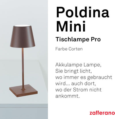 Zafferano Poldina Pro Mini - Dimmbare LED-Tischlampe aus Aluminium, Schutzart IP54, Verwendung im In