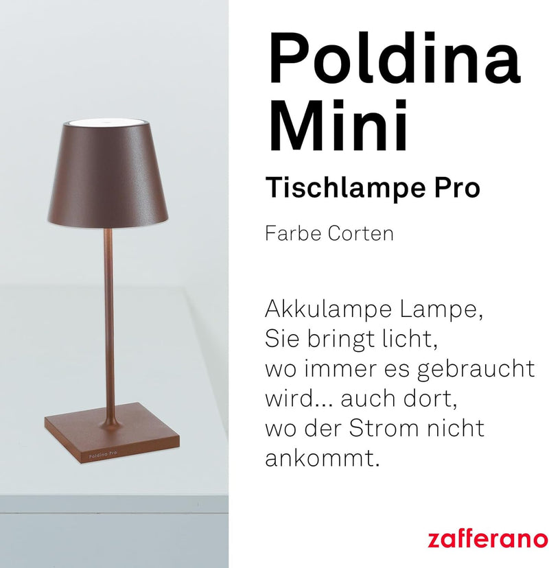 Zafferano Poldina Pro Mini - Dimmbare LED-Tischlampe aus Aluminium, Schutzart IP54, Verwendung im In