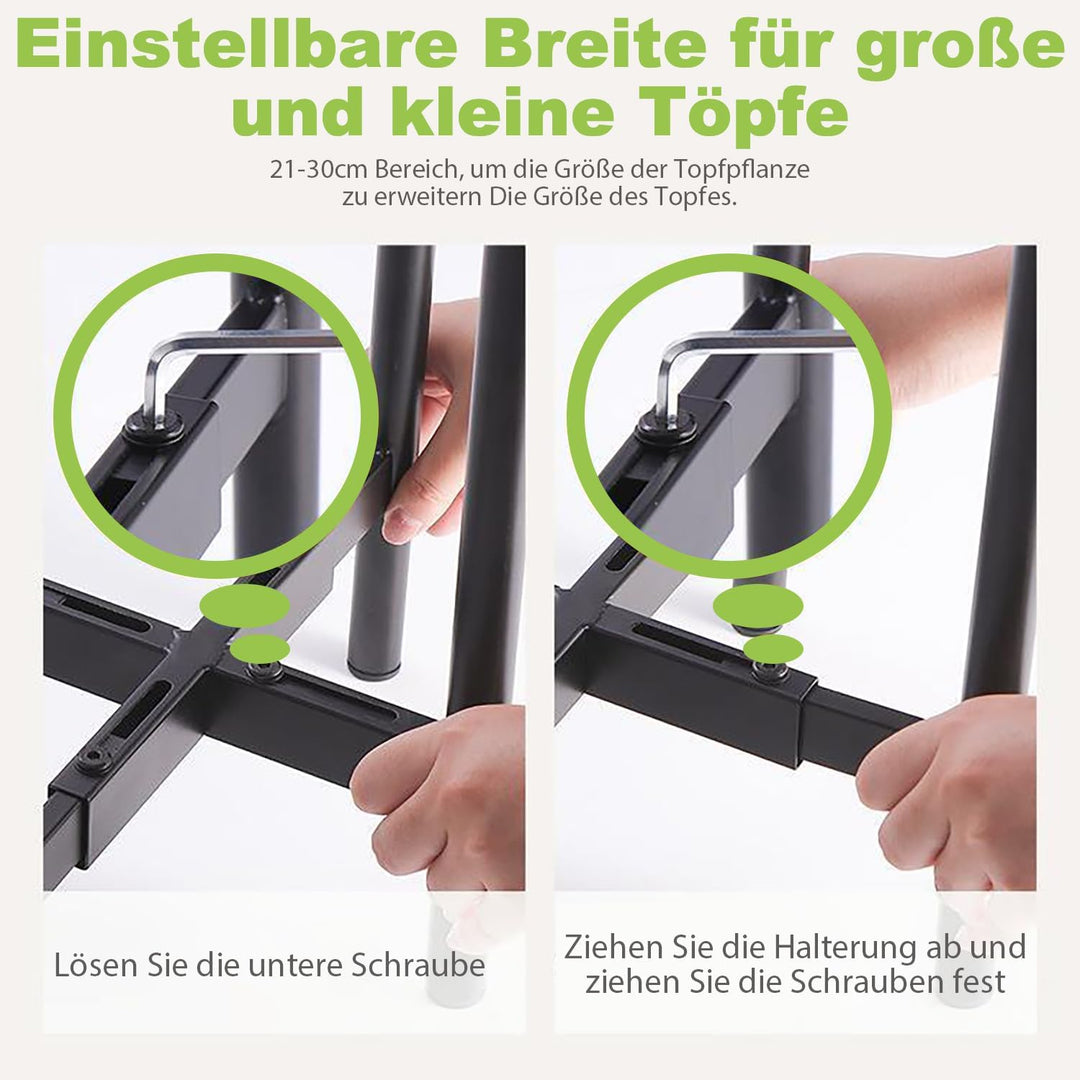 Lighterday Blumenständer Schwarz Pflanzenständer Verstellbar,Metall Pflanzenregal Blumenhocker für D