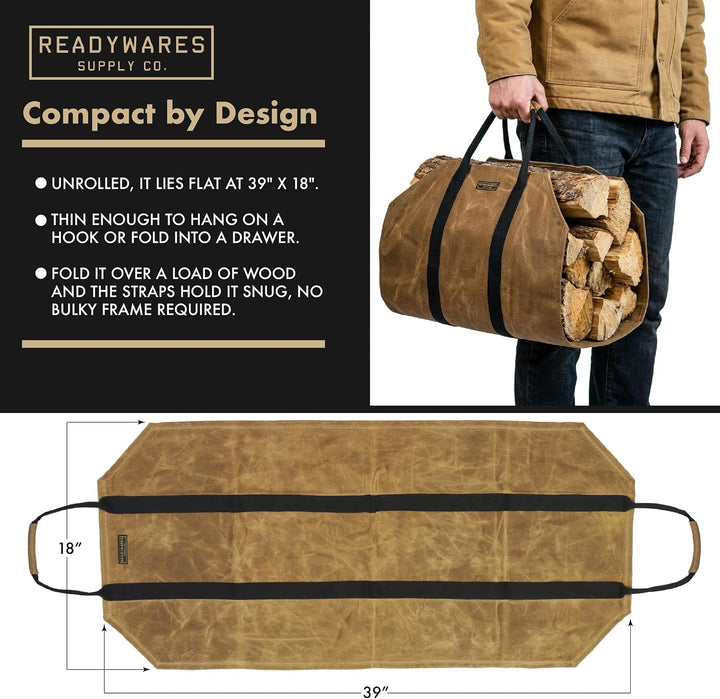 Readywares Kaminholzträger aus gewachstem Segeltuch, robust, klassisches und langlebiges Design canv