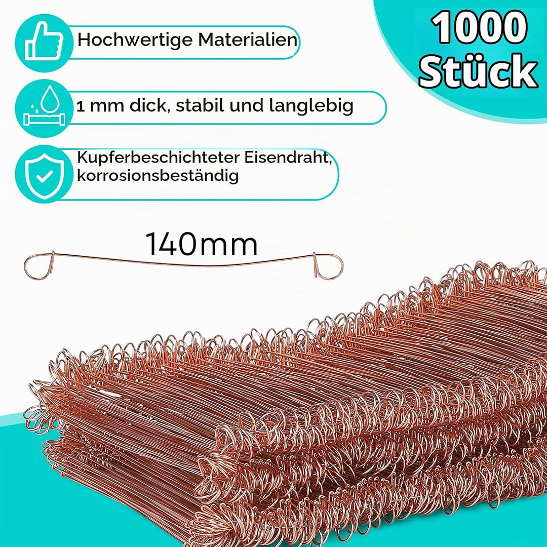 CPROSP Rödeldraht Verkupfertem(1000 Stk) mit Draht Driller, Set aus Betonbindedraht 140mm und Rödelz