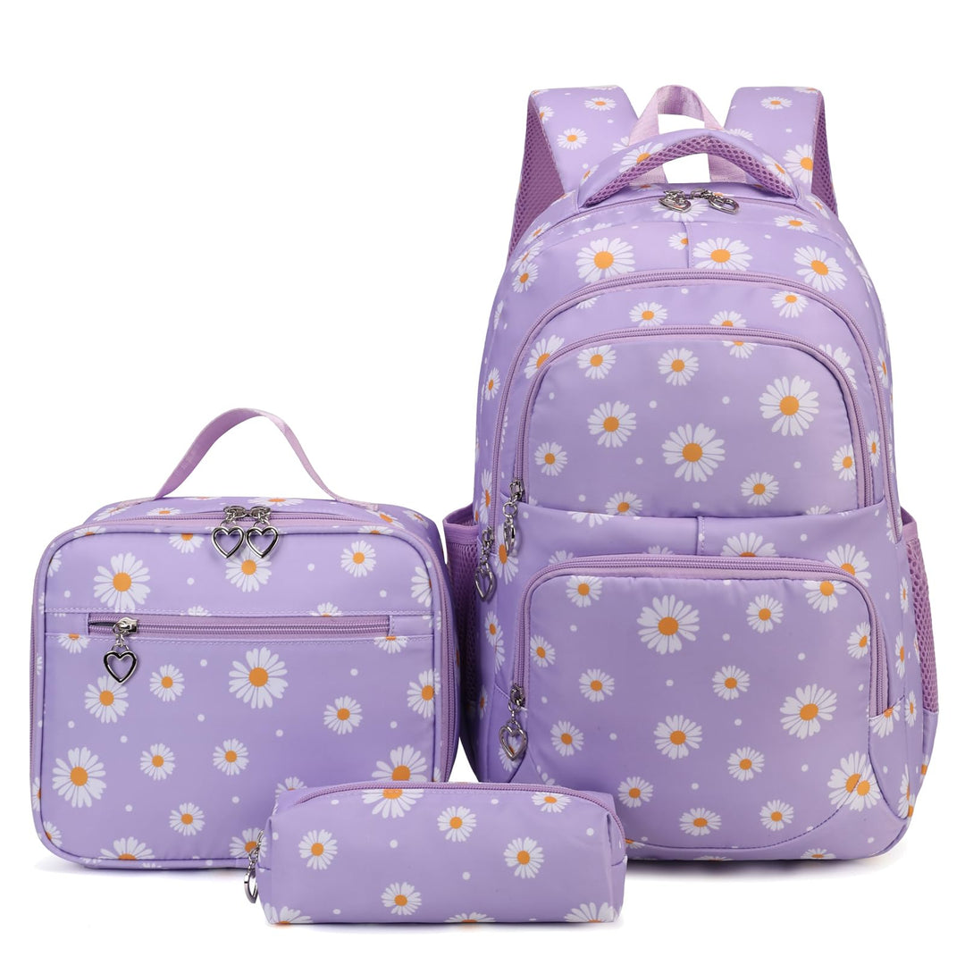 Schulrucksack Mädchen Teenager Damen Schultasche Rucksack Set Gänseblümchen Schulranzen für Mädchen