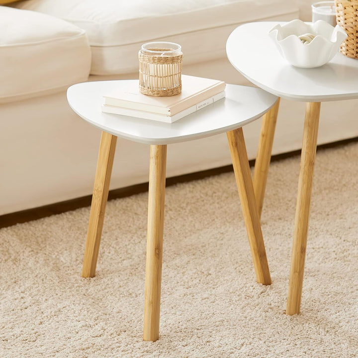 SoBuy FBT74-W 2er Set Beistelltisch mit Ablagen Couchtisch Sofatisch Kaffeetisch Satztisch Bambus We