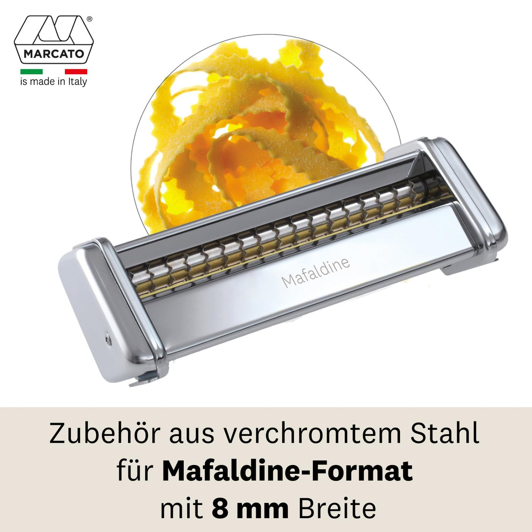 Capellini-Aufsatz aus Edelstahl für die Nudelmaschine Atlas 150 von Marcato, Legierung, Mafaldine, M