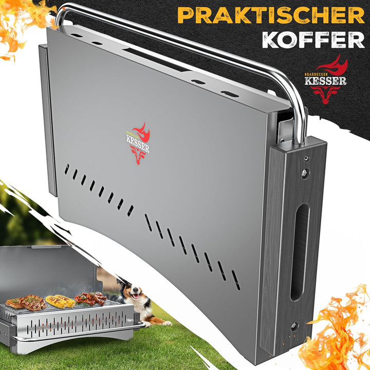 KESSER® Klappgrill tragbarer Camping Grill | Holzkohlegrill aus pulverbeschichtetem Stahl inklusive