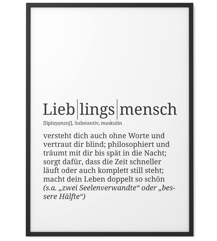 Papierschmiede® Definition: Lieblingsmensch, DIN A1 (59x84 cm), XXL Poster für Wohnzimmer, Schlafzim