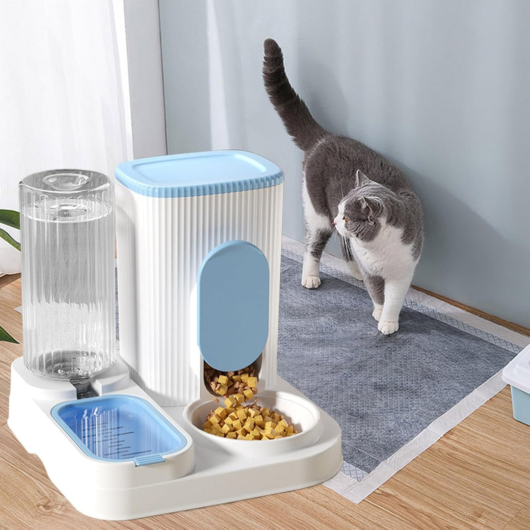 Automatic Cat Feeder, 2 In 1 Purpose Food Dispenser &amp; Water Bowl Set, Large Capacity Design, Removab
