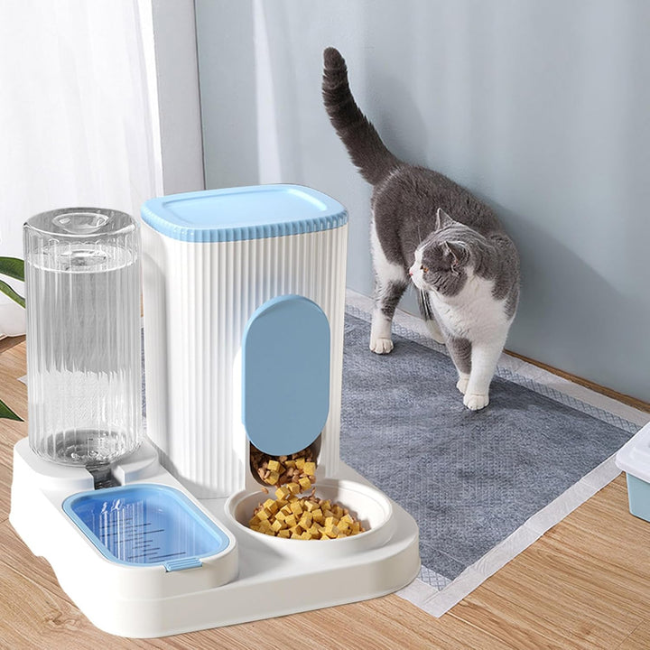 Automatic Cat Feeder, 2 In 1 Purpose Food Dispenser &amp; Water Bowl Set, Large Capacity Design, Removab