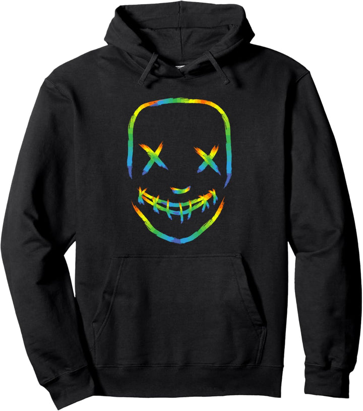 Rainbow Techno Face Breakcore Cybergrind Industrial Hardcore Pullover Hoodie